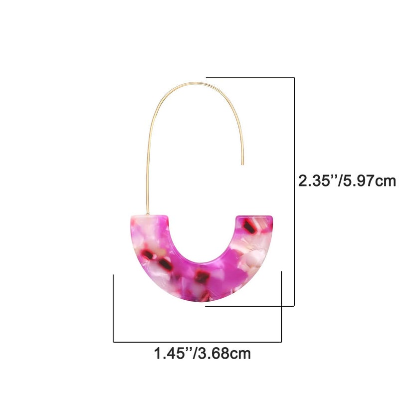 MOLOCH Acrylic Earrings Statement Tortoise Hoop Earrings Resin Wire Drop Dangle Earrings Fashion Jewelry For Women (pink) - Image 2